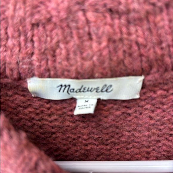 Madewell Women’s Mock Neck Cropped Pom Pom Detail Sweater Wool Blend Rust Size M - Picture 5 of 11
